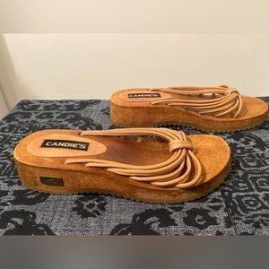 Candies sandals, wood heel, size 8